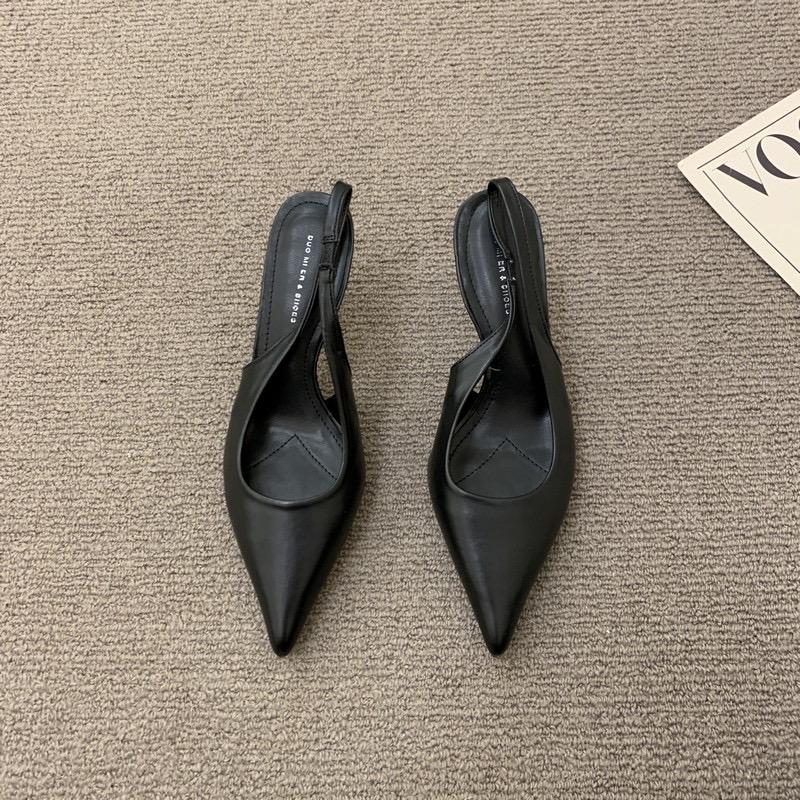 

Fashion New Soft Leather Black Professional High Heels Female Stiletto All-match Flight Attendant Single Shoes Work Shoes Zapatos Mujer 35