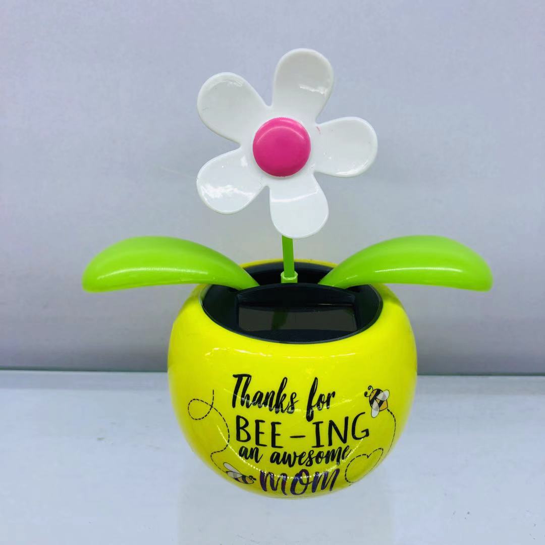 

2026 Flower Pot Solar Powered Dancing Ornaments Windowsill Car Decorations