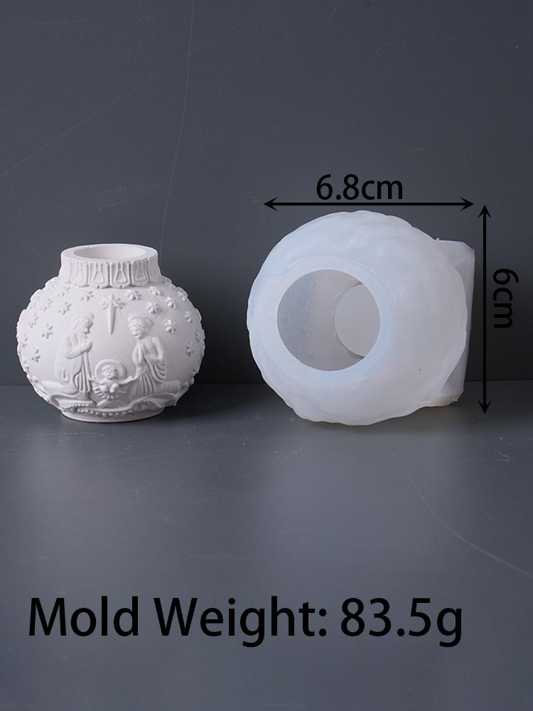 

3D Christmas Ball Candlestick Silicone Mold DIY Embossed Lantern Snowflake Flower Candle Holder Plaster Resin Craft Making Molds