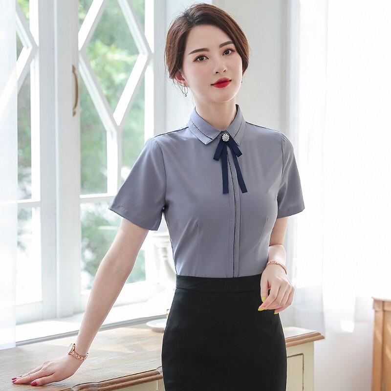 Teloman Women s Short Sleeve Professional Blouse S