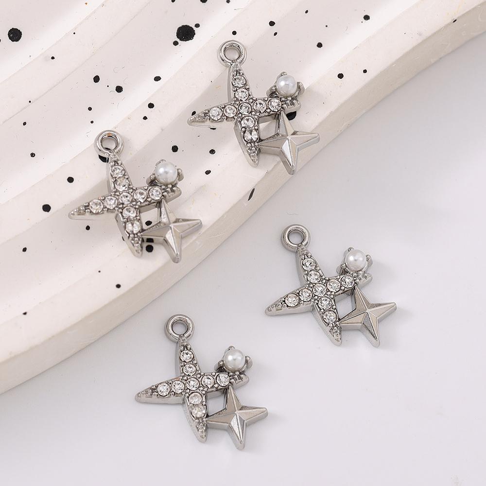 5pcs Delicate Rhinestone Star Charms Pendants for Jewelry Making DIY Necklace Earrings Bracelet Accessories Supplies