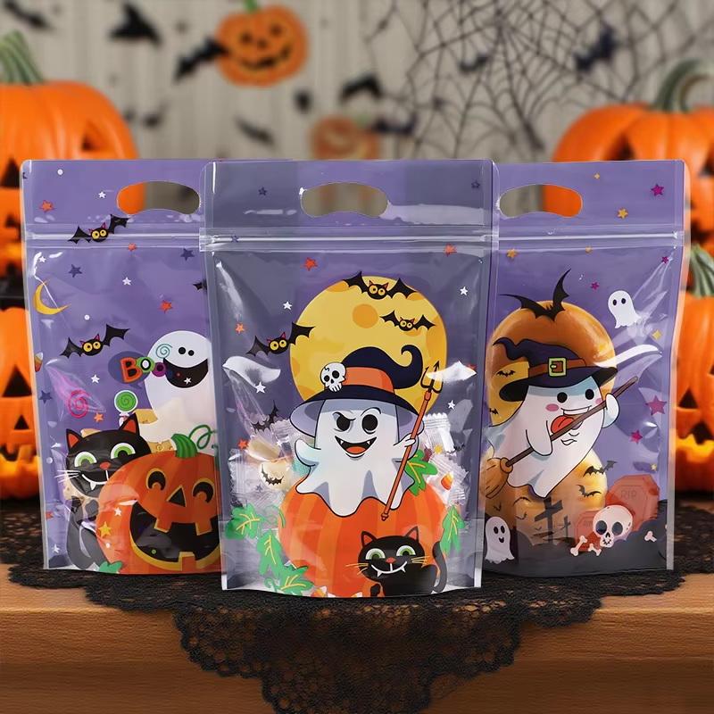 50Pcs Halloween Candy Bag Cartoon Pumpkin Ghost Gift Cookies Bags Halloween Party Decor Kids Trick Or Treat Favors
