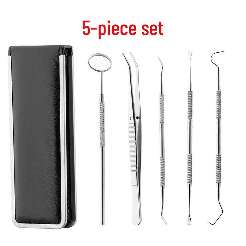 Dental Examination & Tartar Removal Stainless Steel Tool Set - 5 Pieces