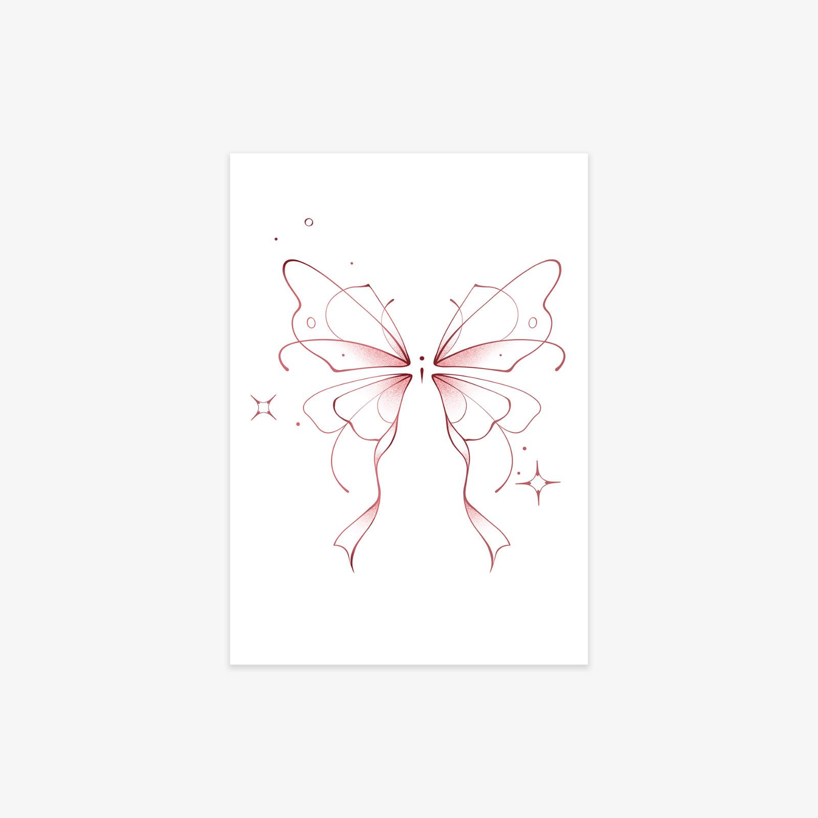 

Tattoo Stickers Sweet Cool Babes Waterproof Lasting Arm Collarbone Pink Butterfly, Stars Tattoo Stickers 7*10