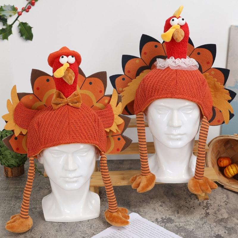 Festival Turkey Shape Costume Hat Thanksgiving Party Headwear Soft Breathable Design For Kids Adults Outdoor Indoor Use