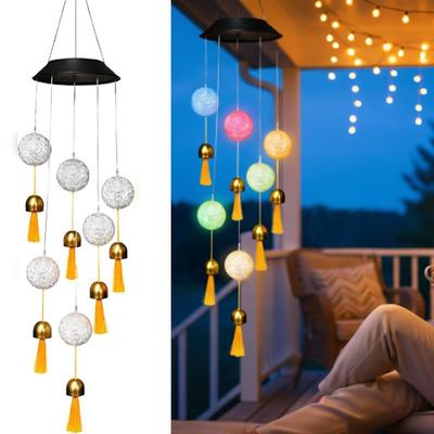 Cloche Boule Imperméable Lumière Solaire Carillon Éolien LED Lumières Décoratives Coupe-vent Décoration de Jardin