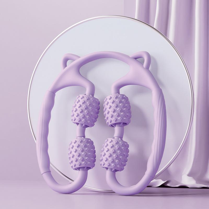 4 Wheel Leg Slimmer Massage Roller Soft Rubber Yoga Foam Roller for Muscle Relaxation Exercise Circular Massage Stick Leg Clamp