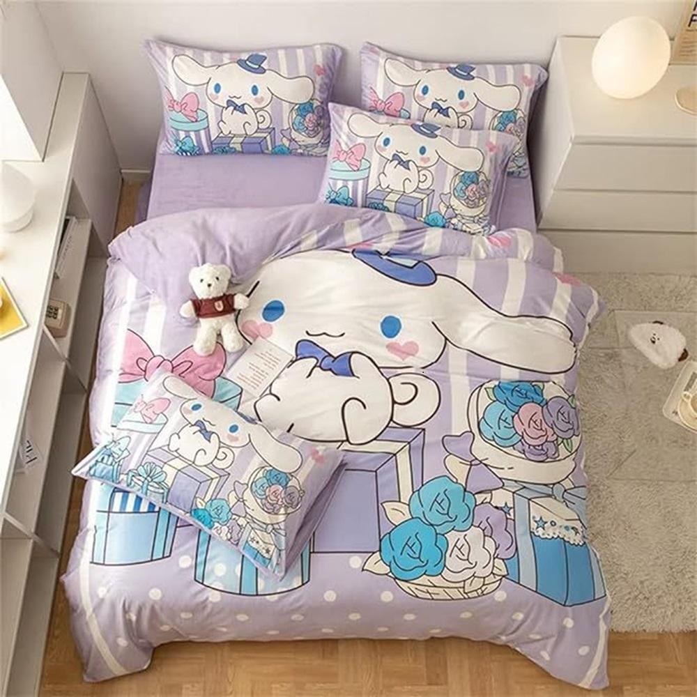 

Милі постільні комплекти Cinnamoroll Ковдра Квілт Покривало на ліжко Підковдра Наволочка Набори з 2-3 предметів Дитячий Дорослий розмір Домашній декор US Twin173x218cm