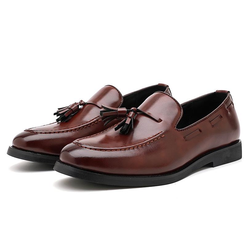Men s Large British Style Casual Tassel Loafers - Business Leather Slip-ons 45