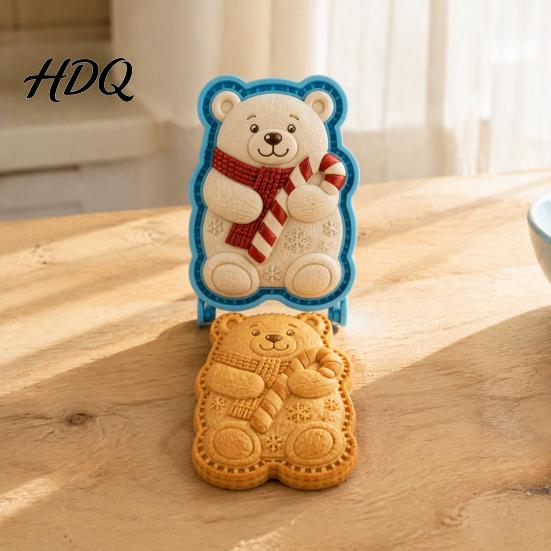 Santa Claus Cookie Press Christmas Mini Pie Mold 3D Relief Embossed Hand Baking Homemade Snack Tools Reusable DIY Dough Mold for Holiday Party