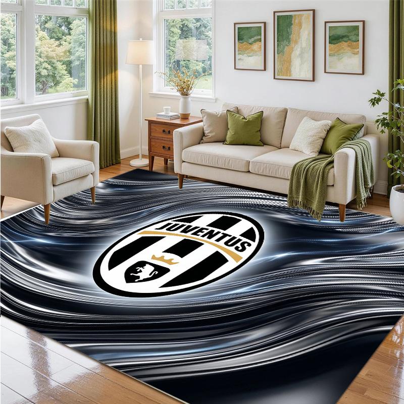 Juventus FC Design Crystal Velvet Rug Soft Decorative Mat for Bedroom Entrance
