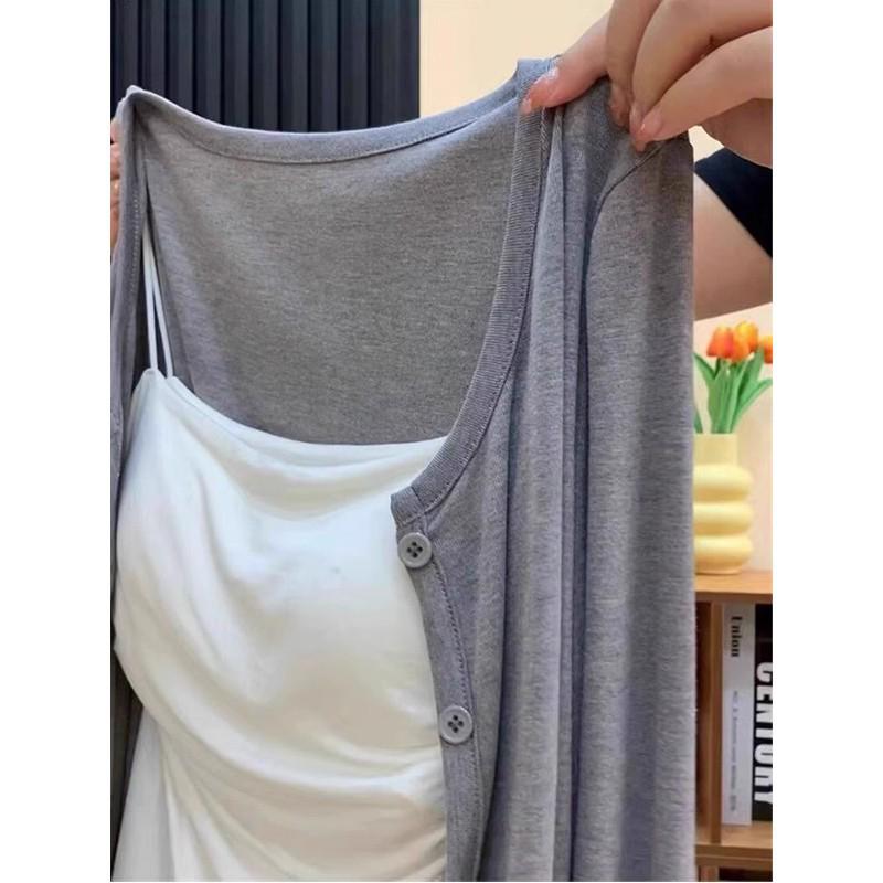 Elegant White Camisole with Chest Pads - Women's Stylish Summer Top for Inner and Outer Wear