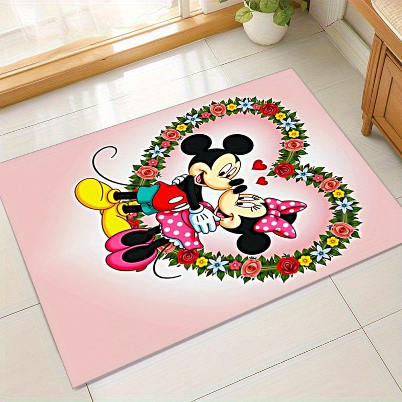 

1pc. Mickey & Minnie Mouse Heart-Shaped Floral Wreath Rug - Home Decor, Office Carpet, Chair Cover, Outdoor Mat, Gift Ideaz041183 60cm by 90cm