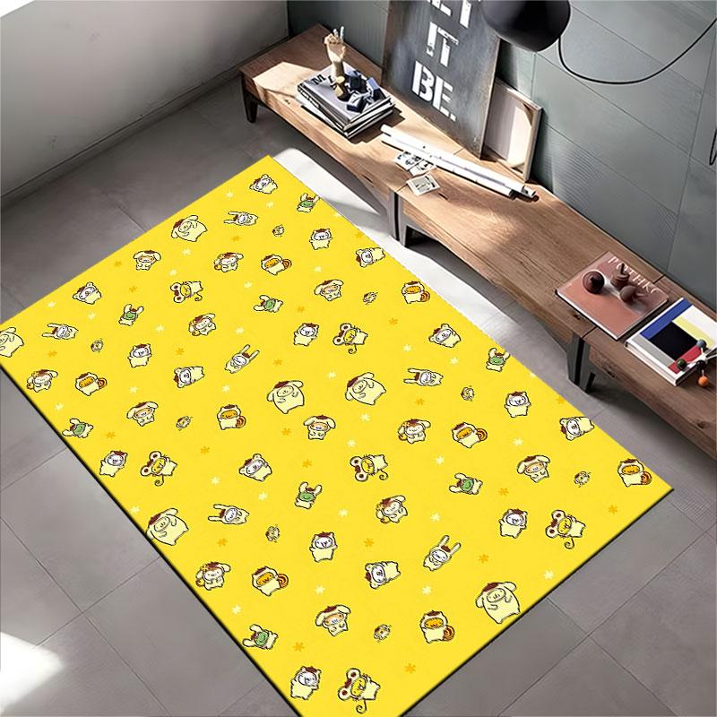Cute Animal Pattern Yellow Carpet suitable as a non-slip mat for the living room or bedroom sofa