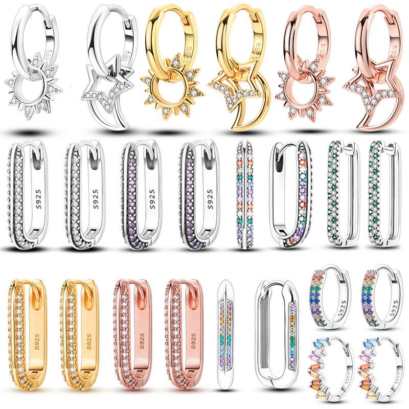 925 Silver Colorful Gold Rose Gold Big Hoop Earrings For Women Collocation Wedding For Wife Girlfriend Gift