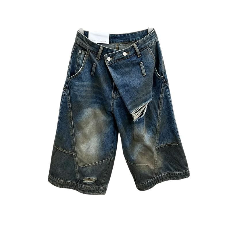 Europäische Station Sommer Neu Amerikanisch Retro Gewaschen Alt Zerrissen Jeans Locker Weite Beine Cropped Hosen Trend