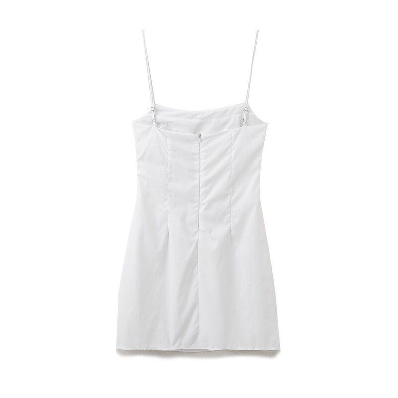 Fashion Style 2024 Spring New Arrival Women's Sling Temperament Wild Poplin Embroider Dress Short Skirt 0881322