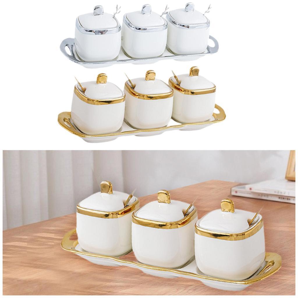 Ceramic Spice Jars Modern Pepper Seasoning Pot Box Practical Small Sugar Bowl for Restaurant Kitchen Countertop Household