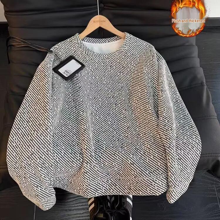 Pull à manches longues polyvalent 2026: Sweat à capuche chaud en velours, col rond et couleur unie tendance, idéal pour l'automne/hiver