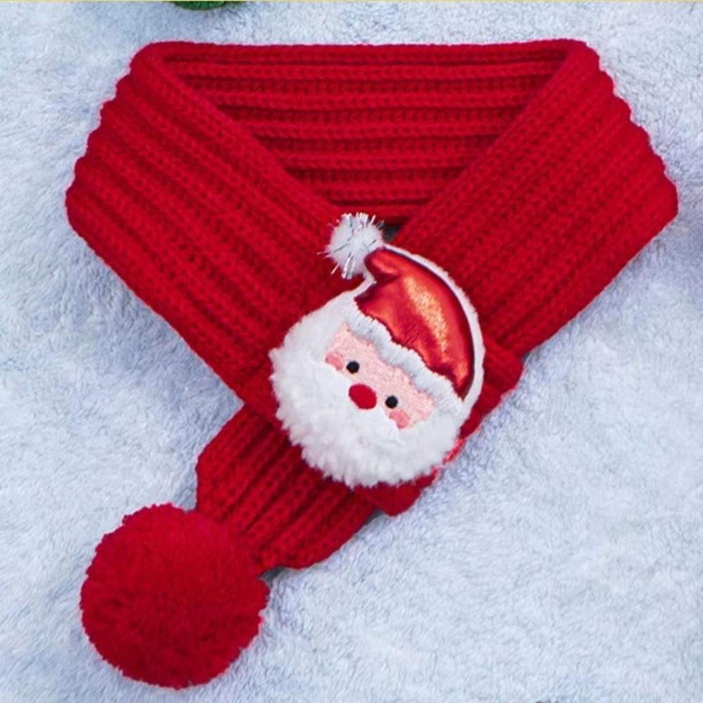 Red Green Dog Knitted Scarf Warm Pet Warm Scarf Decorative Pet Christmas Scarf Winter Season