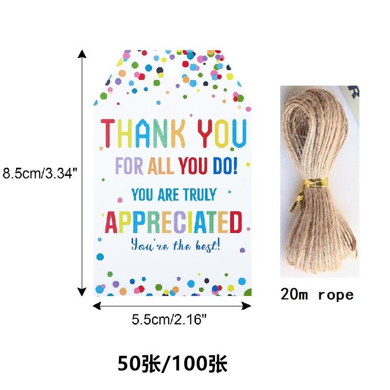100 cards, birthday, wedding, party gift packaging, hanging card DIY message card, greeting card+rope 20 meters