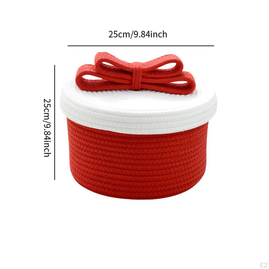 Cotton Rope Basket with Lid Desktop Sundries Storage Home Decor Shelf for Baby Dog
