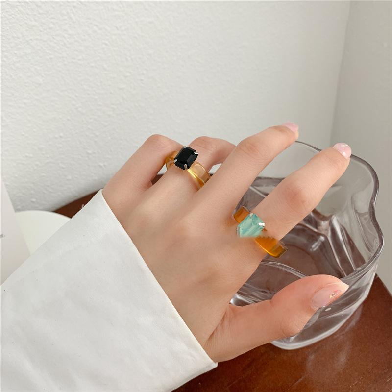 Fashion Luxury Irregular Geometric Transparent Colorful Crystal Rhinestone Zircon Round Ring For Women Shiny Jewelry Accessories