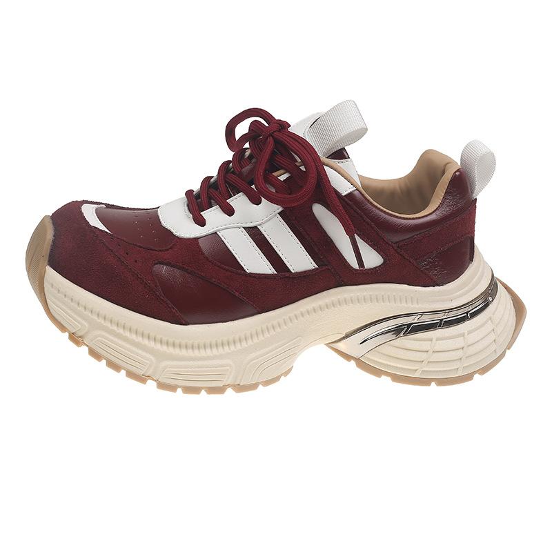 Fashion trend platform casual shoes 2025 spring and summer new rubber soft sole non-slip heightening lace-up dad shoes women