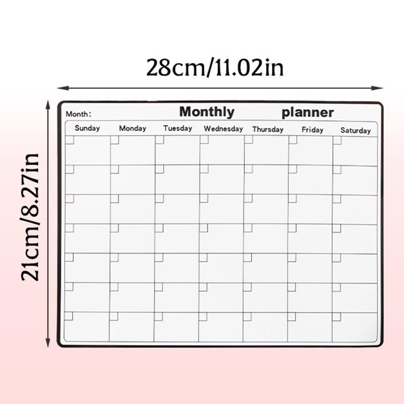 Refrigerator Magnet Monthly Planner With Dry Erase Surface And Reusable Design Perfect For Home Kitchen Schedule Organization