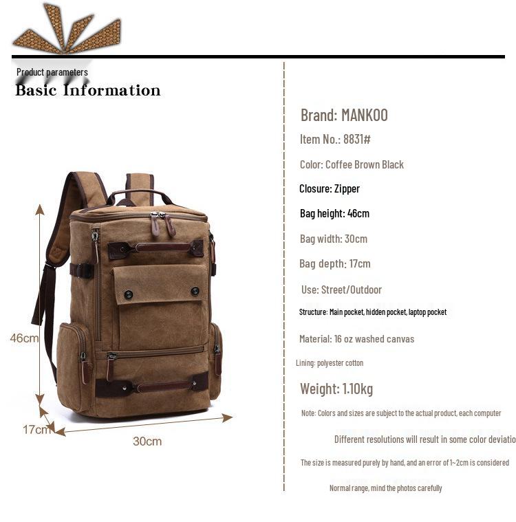 Korean Style Men's Canvas Backpack: Large Capacity, Multifunctional for Travel & Hiking