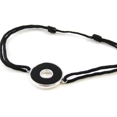 [I9897] - Schwarzes 'Zen'-Silberarmband