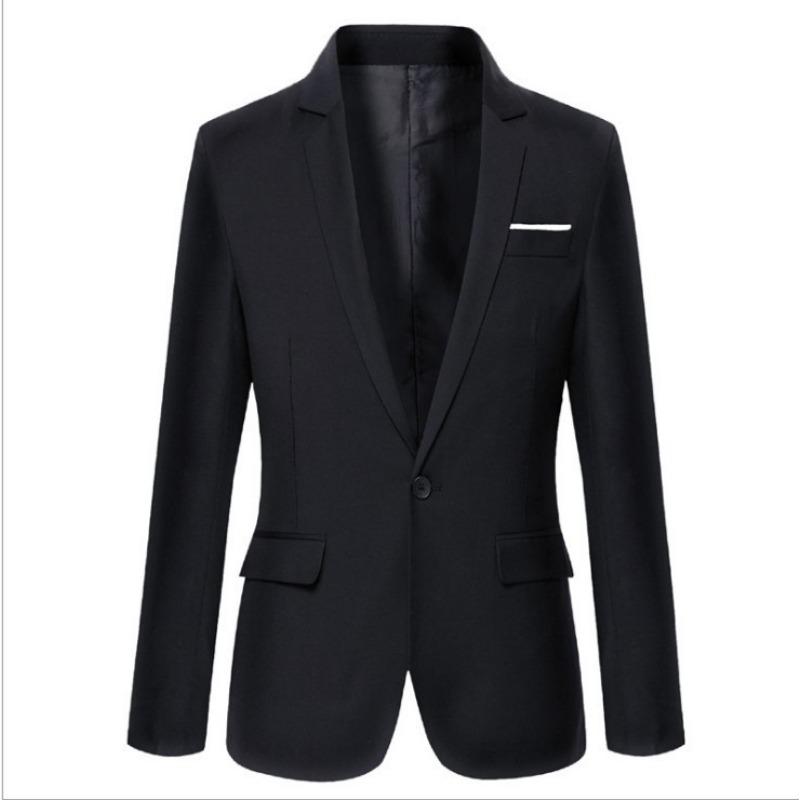 Men S Slim Fit Casual Suit Jacket Long Sleeve Solid Color