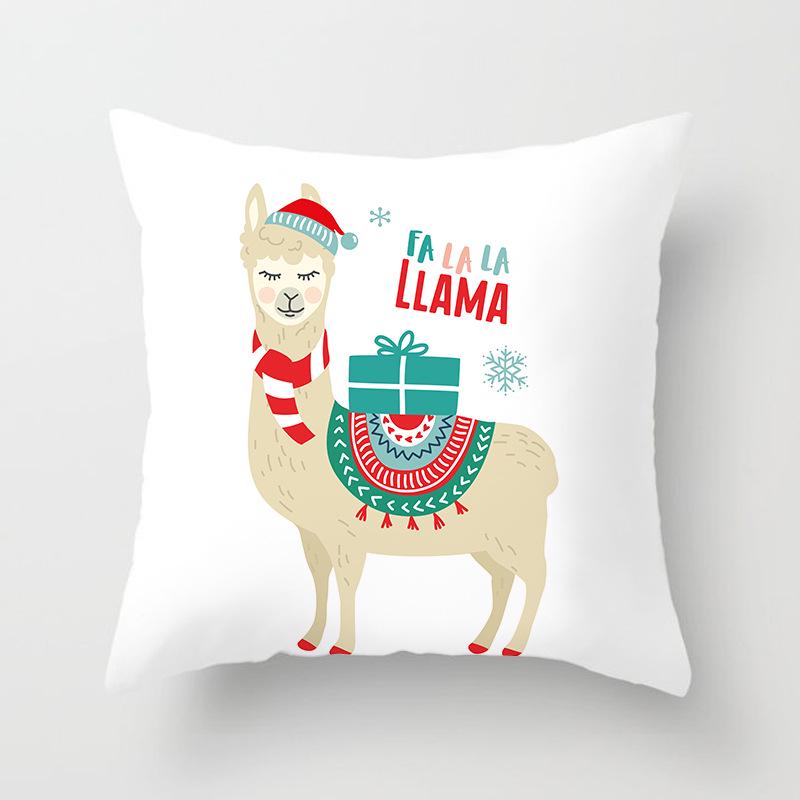 Ins Nordic Style Pillow Cover for Home Peach Skin Pillow Cartoon Animal Alpaca Car Pillow Sofa Cushion Cover