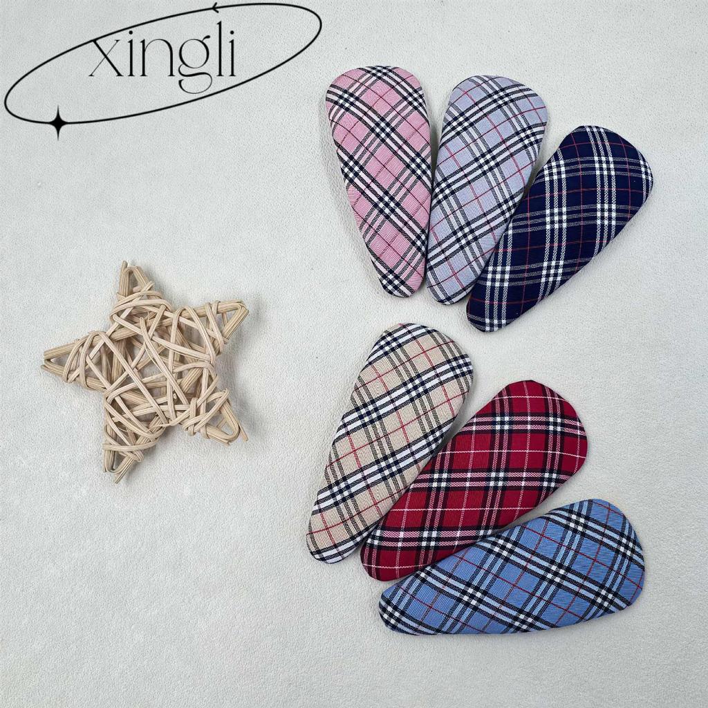 Korean Plaid Water Drop Hair Clip - High-End Exquisite Side Clip for Children