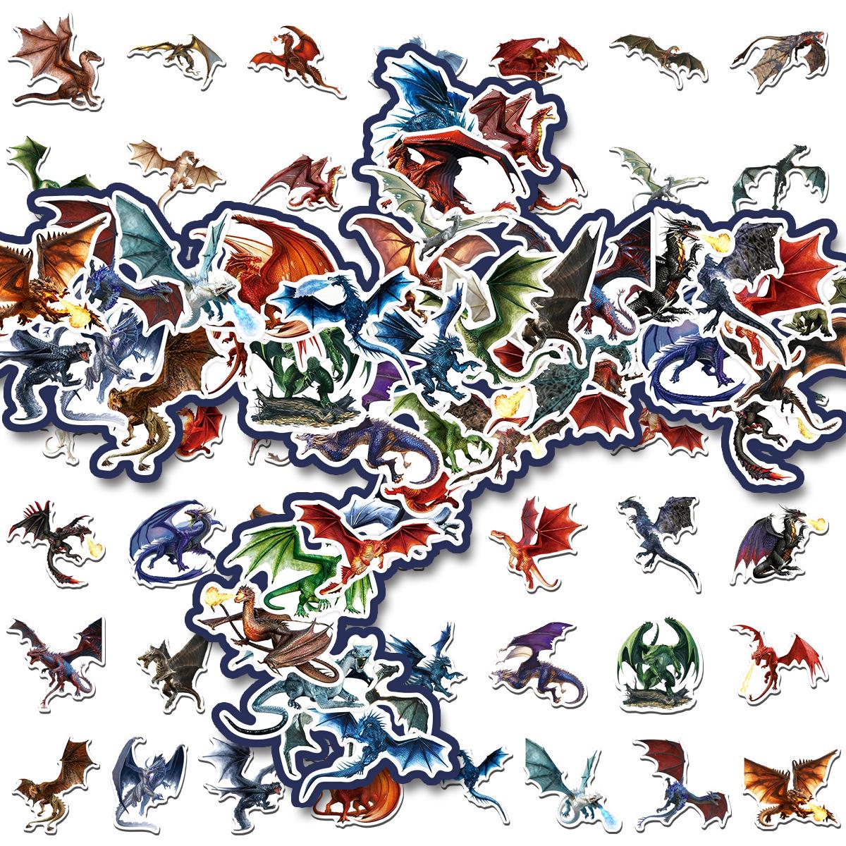 

50pcs Dragon Graffiti Stickers: Waterproof PVC Cartoon Decals for Journals, Phone Cases, and Suitcases B225