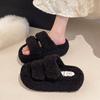 Fairy wind small fluffy slippers 2025 new autumn and winter French simple velvet heightened thick bottom one-word