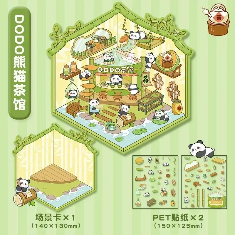 Kawaii 3D Landscaping Stickers Cartoon Miniature Scene Visual Stacking Three-dimensional Stickers Christmas Gift For Ren