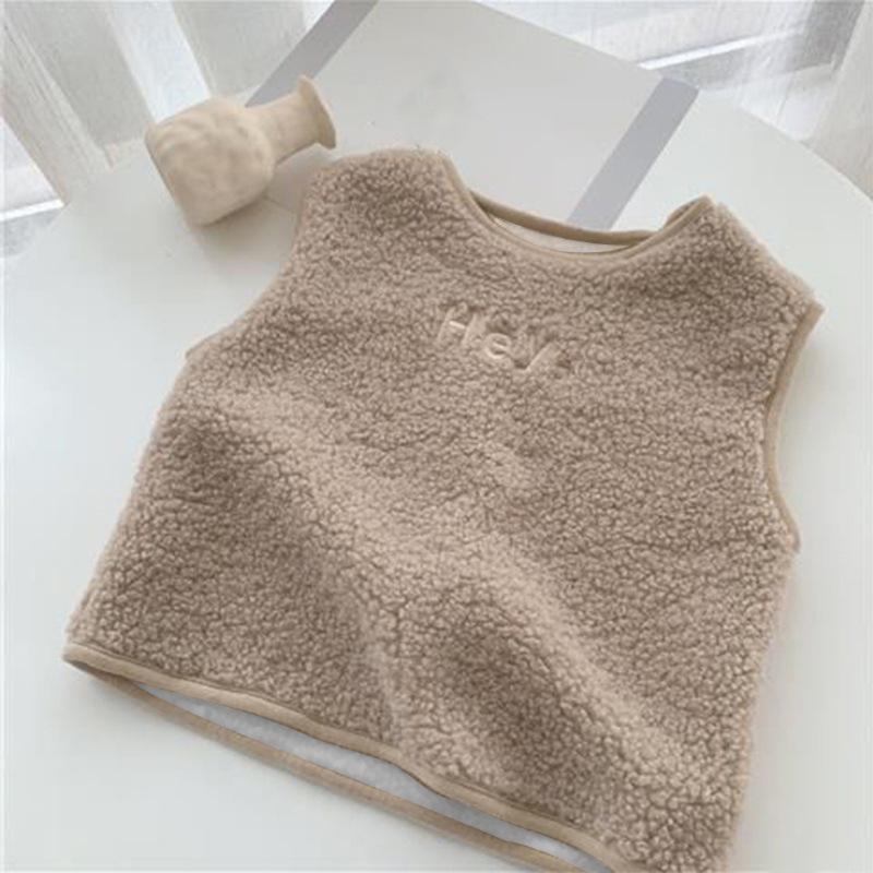Autumn Winter Outer Wear Boys Girls Children's Velvet Vest Baby Fashionable Waistcoat Kid's Simple