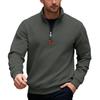Men's Autumn/Winter Heavyweight Fleece Sweatshirt with Embroidered Logo Design, Half-Zip Stand Collar