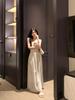 French High Waist Polka Dot Spaghetti Strap Maxi Dress for Women: A-line Summer Beach Vacation Style