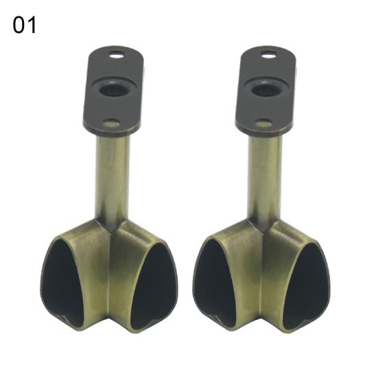 2Pcs Alloy Ceiling Mounted Bracket Corner Wardrobe Rod Clothes Rail Lever Holder