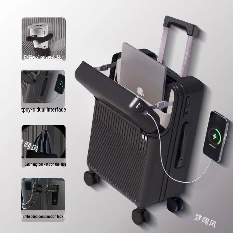 OEING Front-Opening Spinner Luggage 26 inch