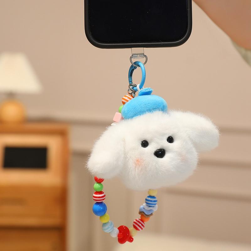 Cute Dog Plush Phone Universal Lanyard Wrist Strap Hand Pull Cartoon Phone Bag Decorative Stuffed Animal Pendant Accessories