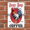 1 Piece American Country Style Rooster Coffee-themed Tin Plaque, 210g, Breakfast Mixed Coffee Decorative Painting, Retro Home Wa