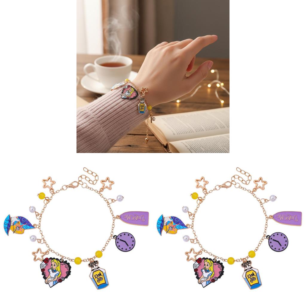 Alice In Wonderland Charm Bracelet With Zinc Alloy Animal Pendants For Women And Men