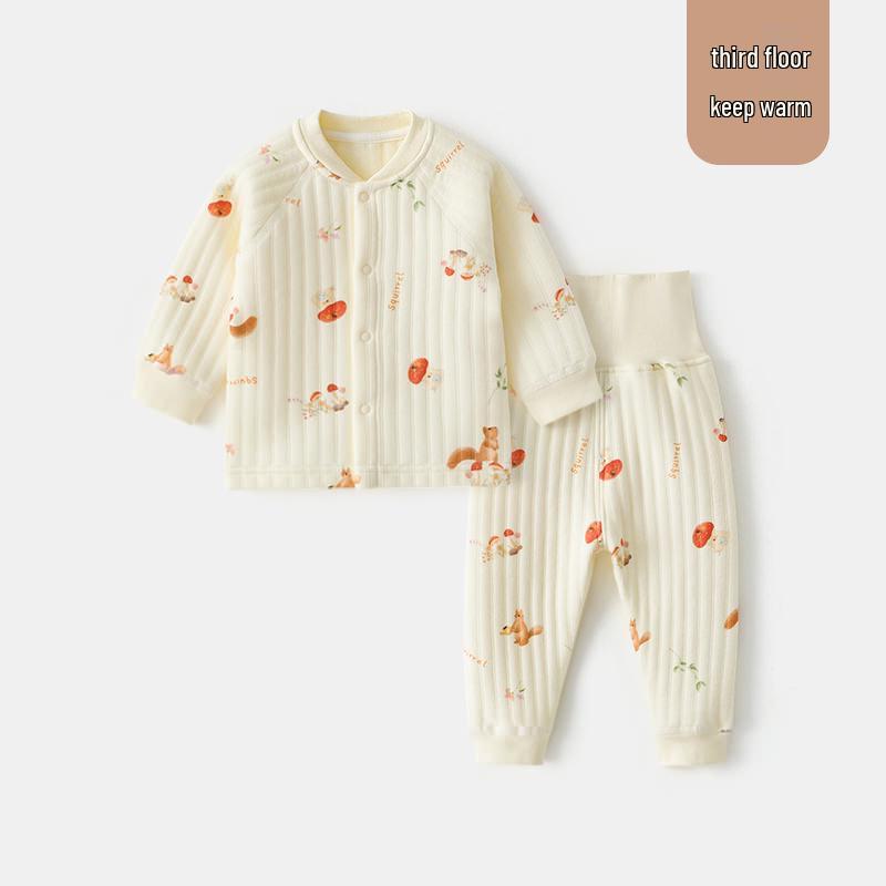 Seamless Pure Cotton Newborn Set: High-Waist Belly Protection, Warm Autumn Pants & Top