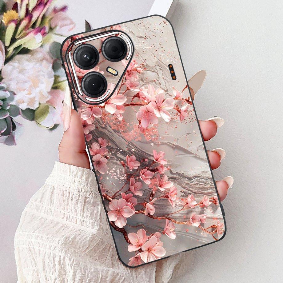 Black Silicone Cover For Tecno Pova 7 4G 5G / Pova 7 Pro Pova7 Ultra Neo Funda Cat Flower Dragon Design Bumper Soft Capa