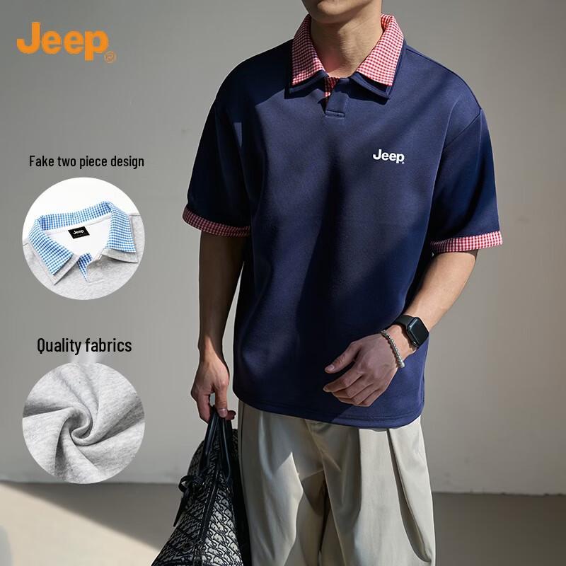 JEEP Men s Knitted Short Sleeve Polo Shirt L