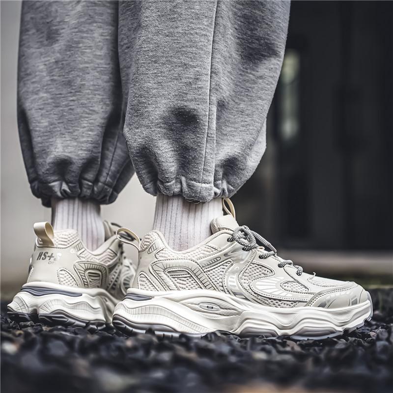 Men's shoes summer sports shoes new mesh breathable running shoes men's trend casual platform lace-up street shoes