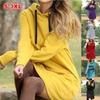 Cozy Womens Winter Long Sleeve Tunic Tops Pullover Hoodie Dress In Six Colors